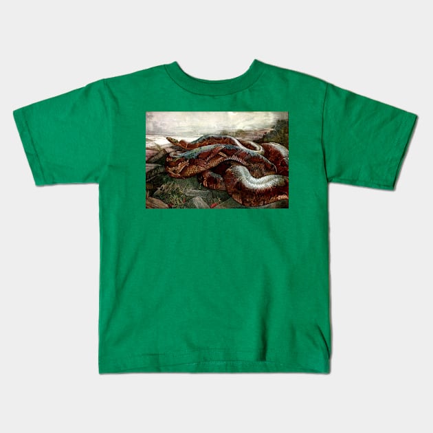 Jungle Book - Kaa the Python - Detmold Brothers Kids T-Shirt by forgottenbeauty